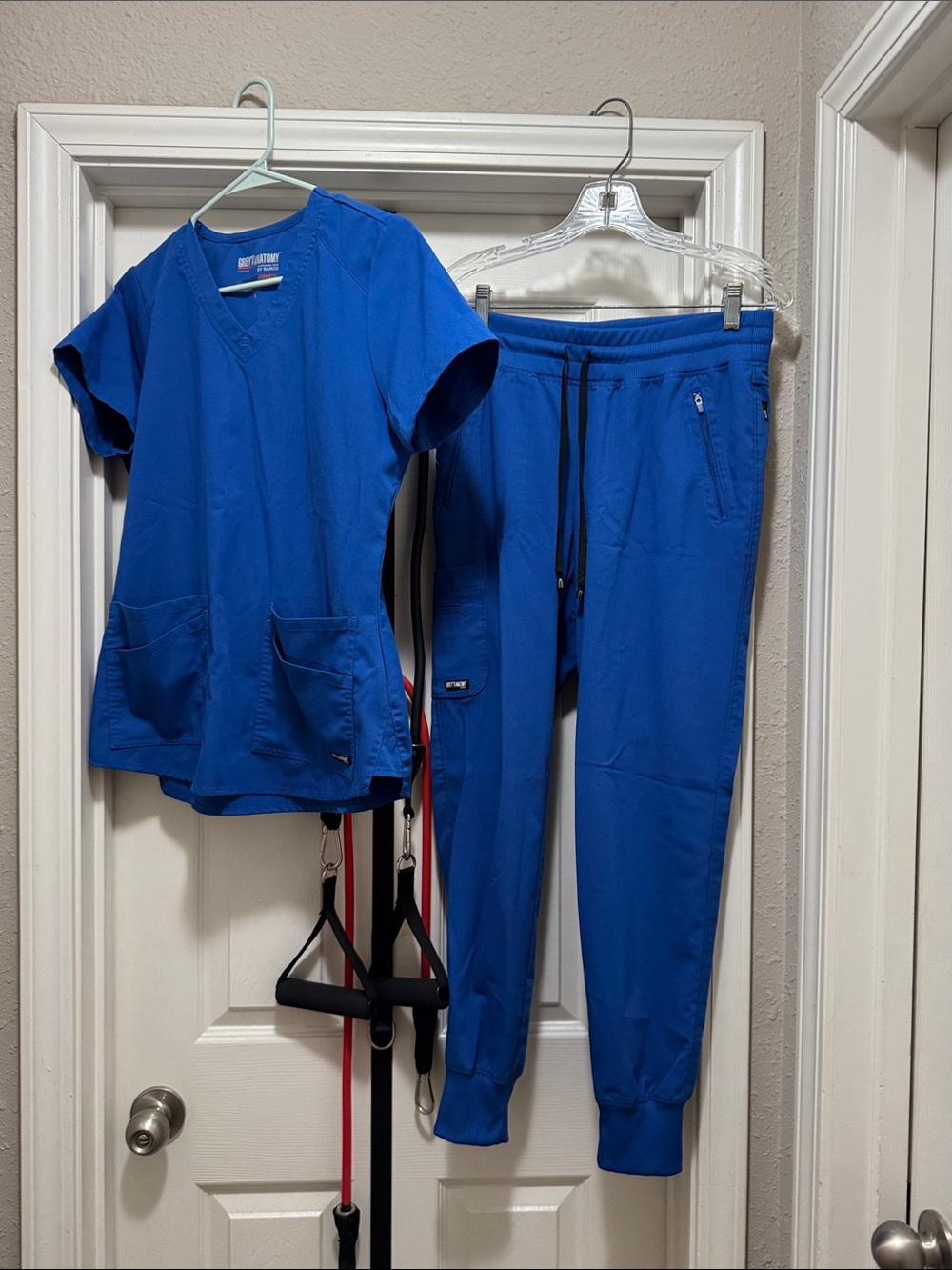 Grey's Anatomy Royal Blue Scrub Top and Jogger Pants Set